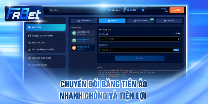 Chuyển đổi bằng tiền ảo nhanh chóng và tiện lợi 